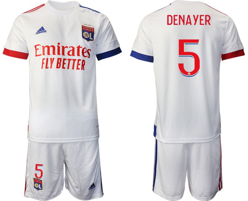 Men 2020-2021 club Lyon home #5 white Soccer Jerseys